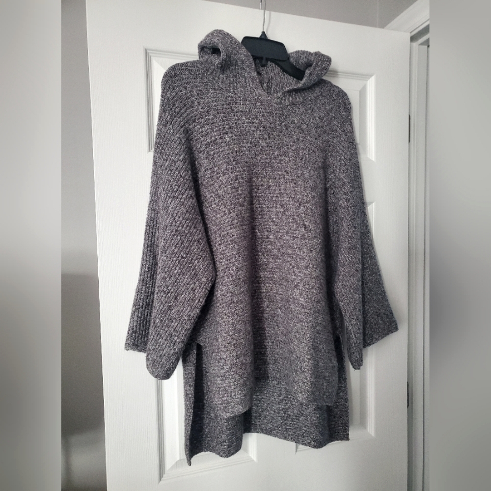 Old Navy Hooded Tunic Sweater, Size Large, Heather Gray